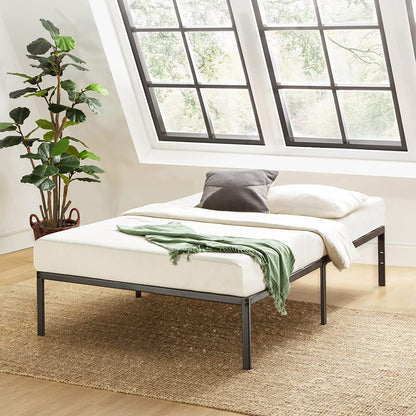 14 Inch Metal Platform Beds W/ Heavy Duty Steel Slat Mattress Foundation (No Box Spring Needed), Black